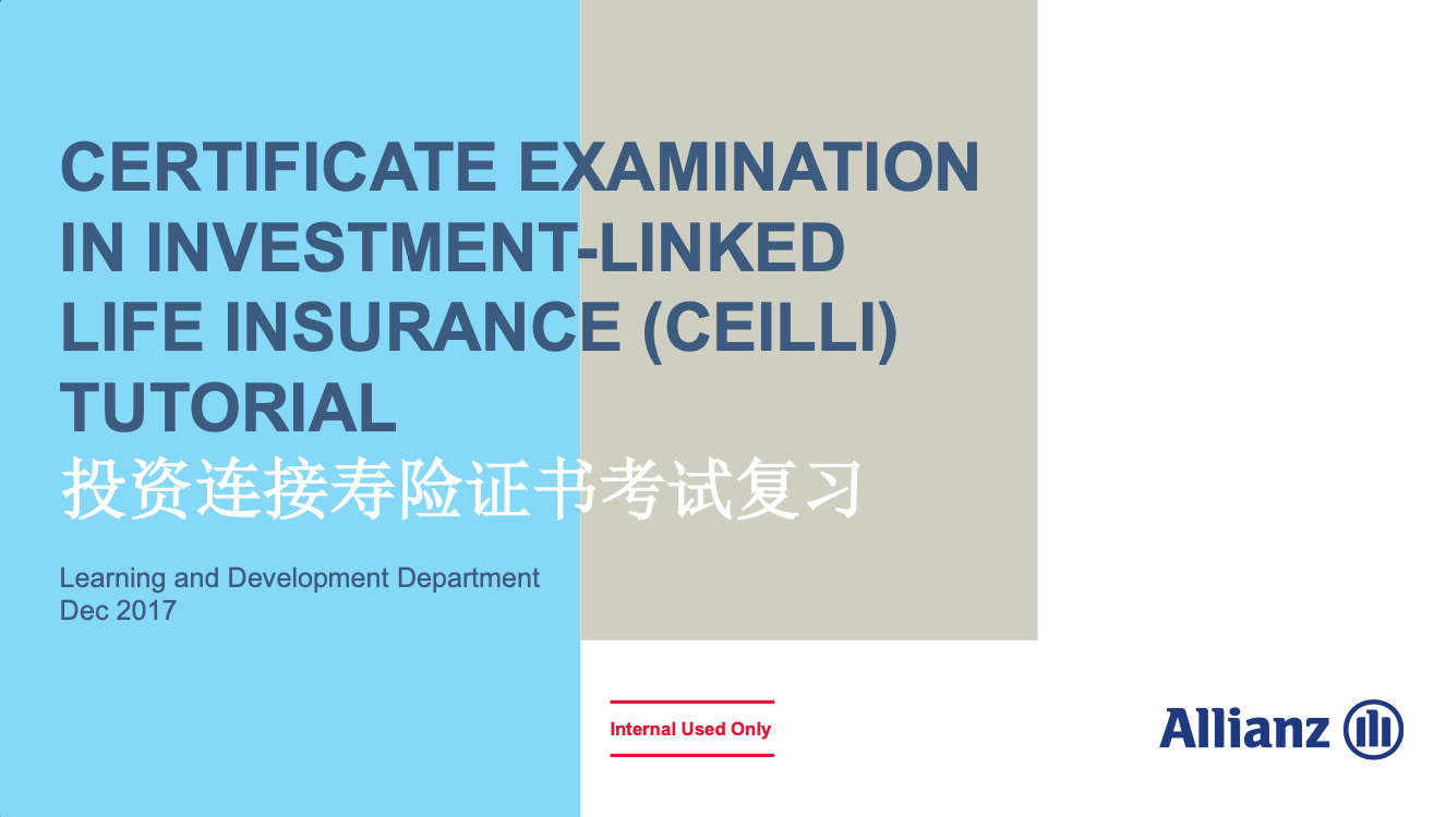 CERTIFICATE EXAMINATION IN INVESTMENT-LINKED LIFE INSURANCE (CEILLI)